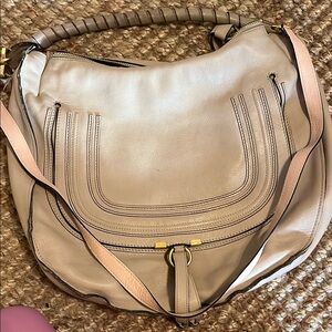 Chloe Tan Leather Hobo Bag with Gold Hardware